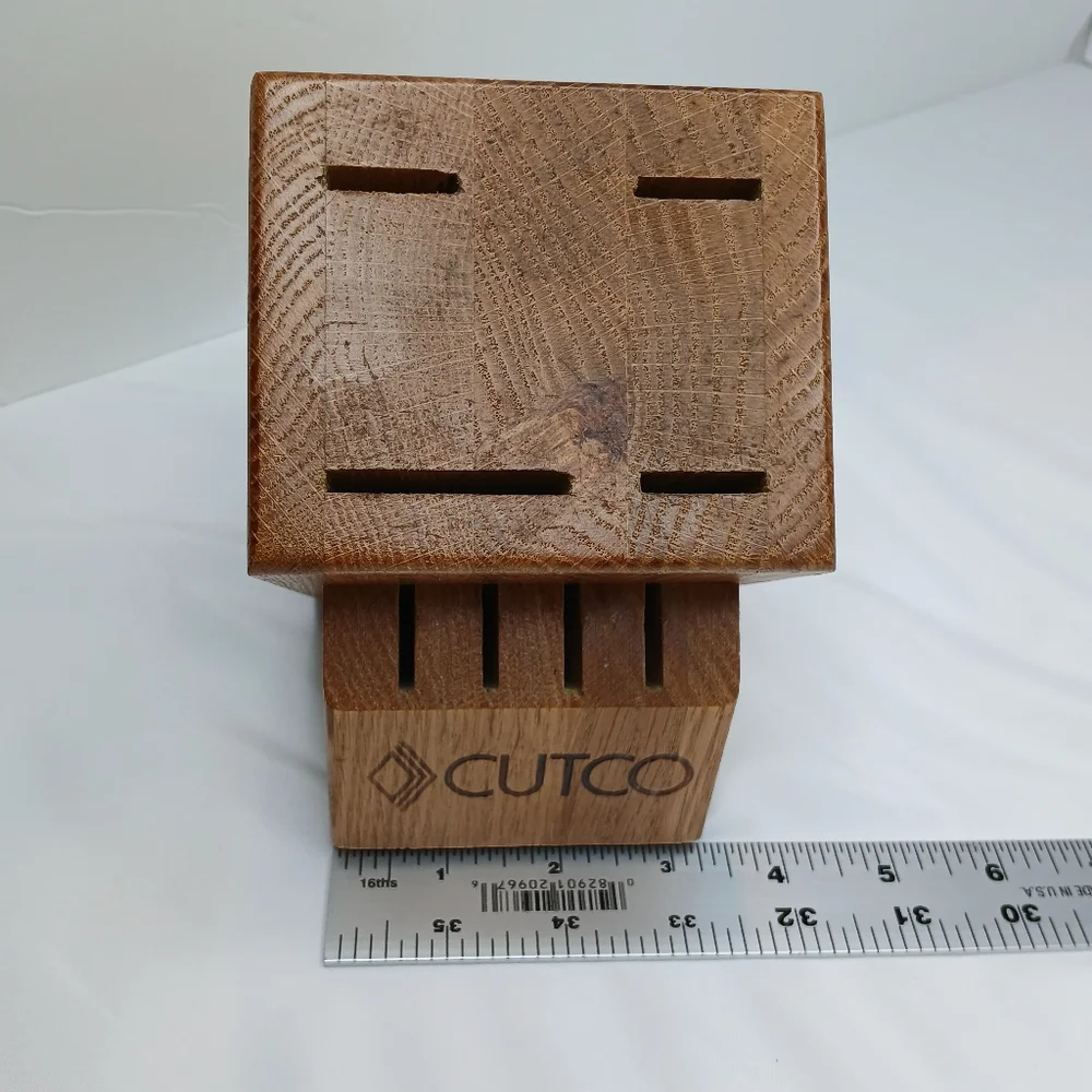 CUTCO Wood Knife Block USA Solid Honey Oak 8 Slot Knife Holder Up To 8